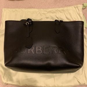 100% Calfskin Black Leather Burberry Bag